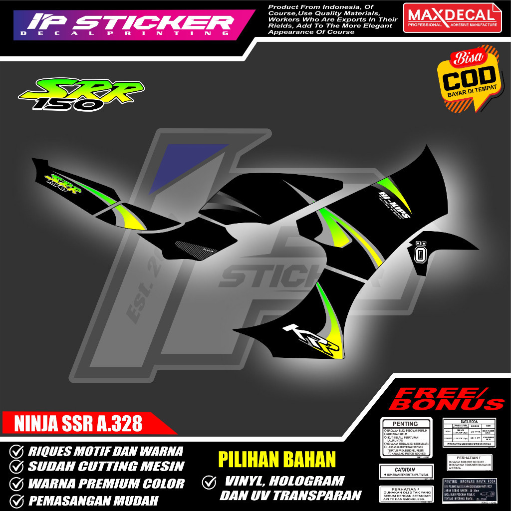 (COD)STICKER  STRIPING MOTOR ORIGINAL NINJA SSR  DESAIN RACING HOLOGRAM DAN TRANSPARAN