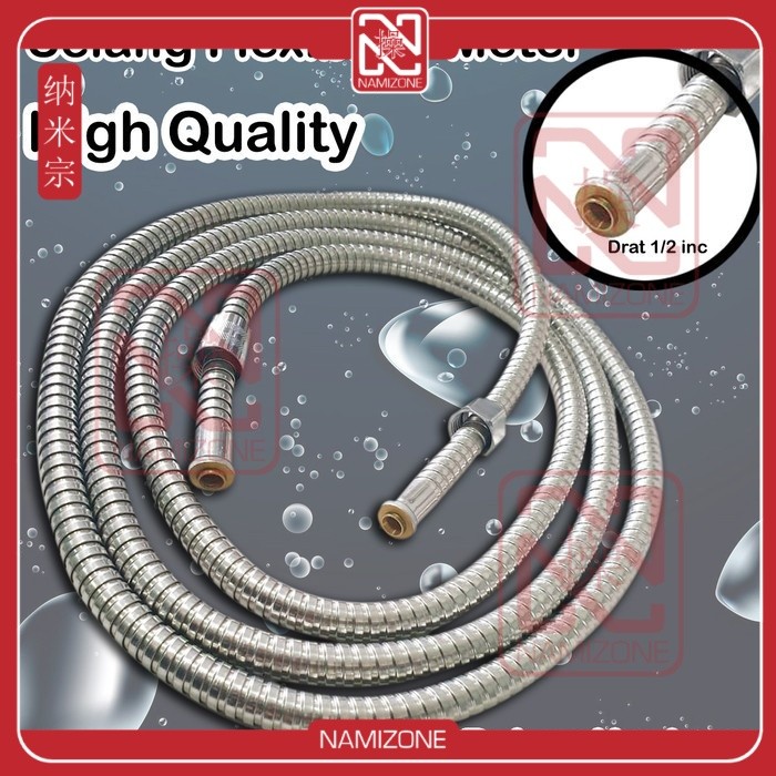 NAMIZONE Selang Shower 3 Meter Flexible Kuningan Kamar Mandi Material Pilihan Rangka Presisi Stabil 