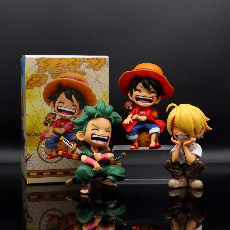 13cm Anime Figure One Piece Monkey D Luffy Roronoa Zoro Kawaii Toys Q Figural Nendoroid Car Decorati