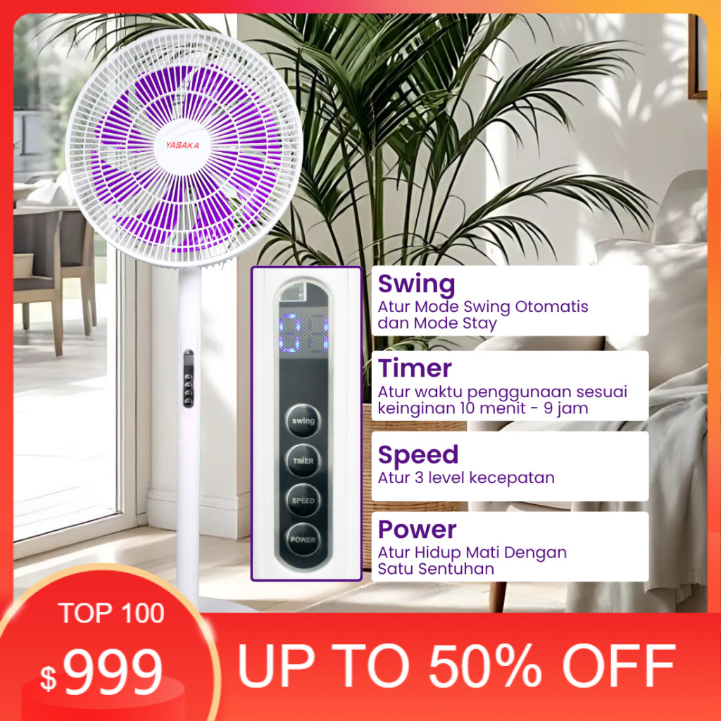 Elektronik YASAKA-KIPAS ANGIN BERDIRI/KIPAS ANGIN REMOTE CONTROL BERDIRI 12 INCH/STAND FAN 2 IN1/KIP