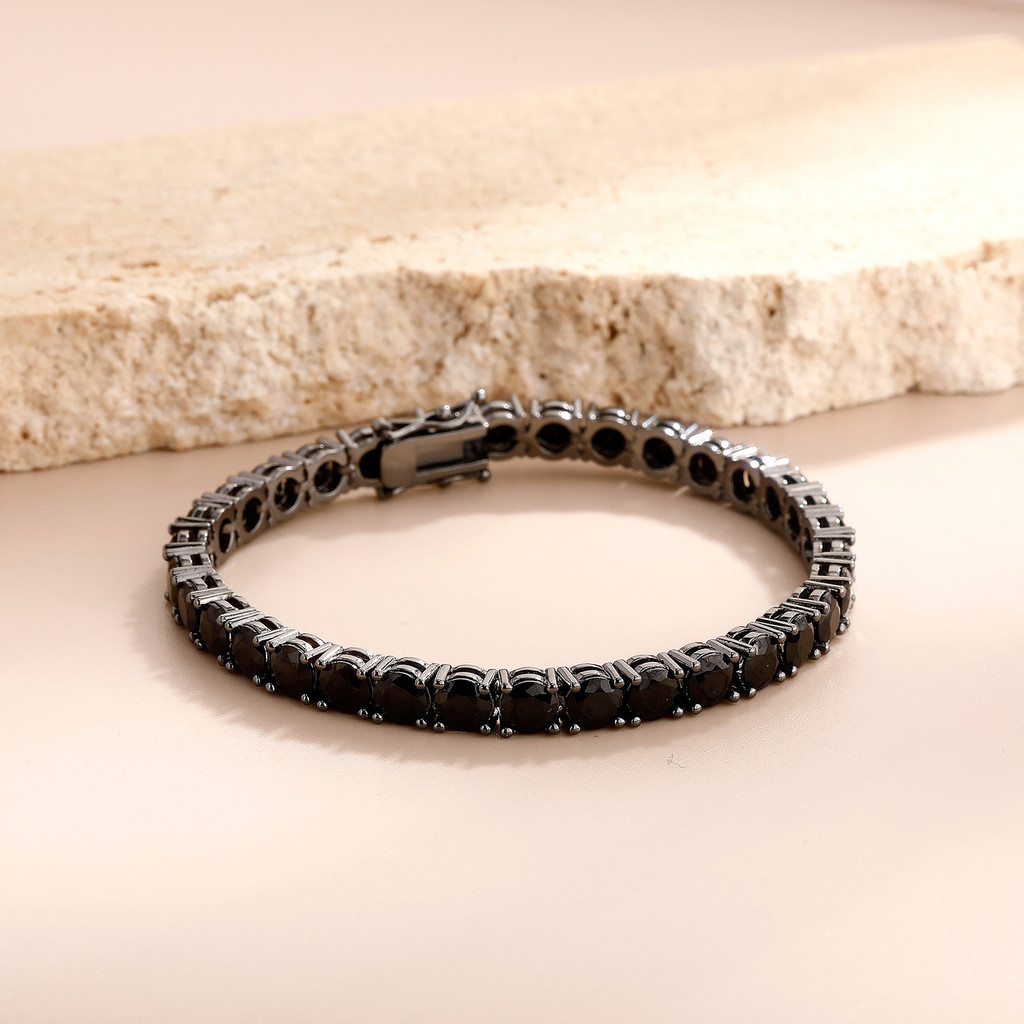 Hip-hop Eropa dan Amerika3-5mm Gelang Nano Zircon Hitam dengan Inlay Tembaga dan Batu Zircon, Perhia