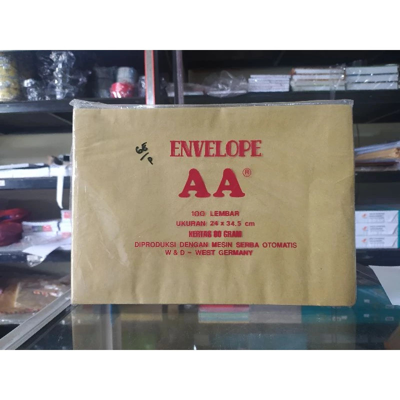 [Isi 100 Lembar] Amplop Coklat Folio AA 1 Pack 24 x 34.5 cm Polos Kesing