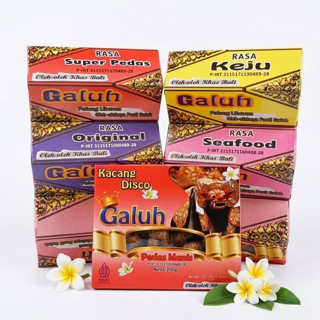 Kacang Telur Medan Galuh Box 200g Oleh Oleh Khas Bali, Cemilan Kacang Disco Makanan Ringan Halal