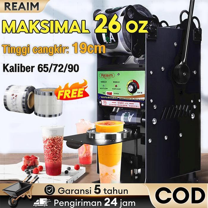 REAIM Cup Sealer Mesin Press 8-26 Oz Original Mesin Cup Sealer [Semua Ukuran Cup] Mesin Press Gelas 