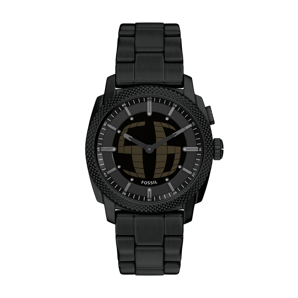 Fossil Machine Big Tic 41MM Black Stainless Steel Jam Pria FS6156