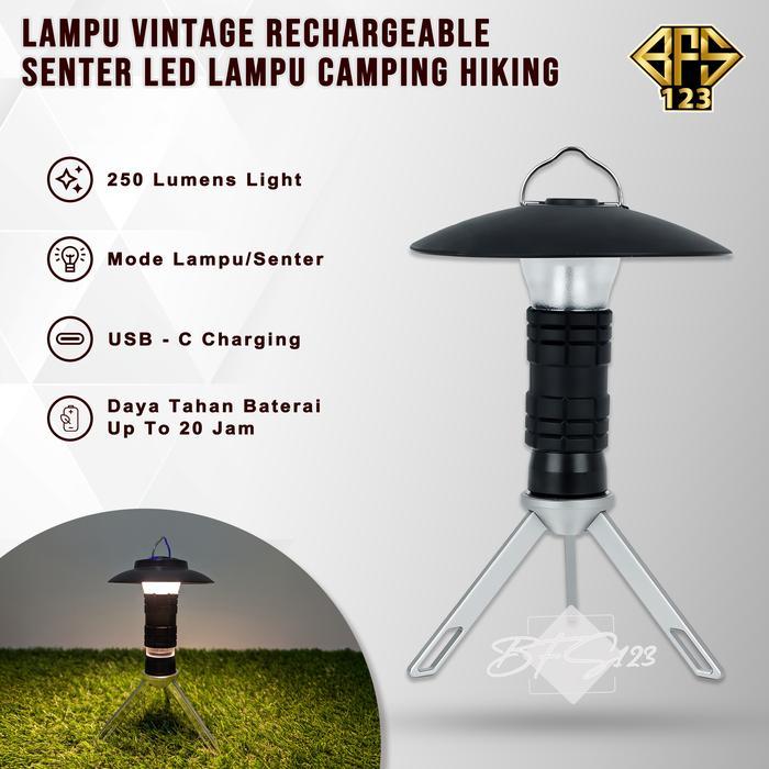 Lampu Tenda Camping Lampu Camping Vintage Rechargeable Senter LED Lampu Camping Peralatan Camping Hi