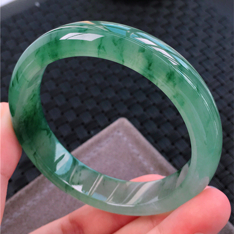 Gelang jadeite untuk wanita jadeite es berkualitas tinggi dengan motif bunga hijau bentuk bulat gela