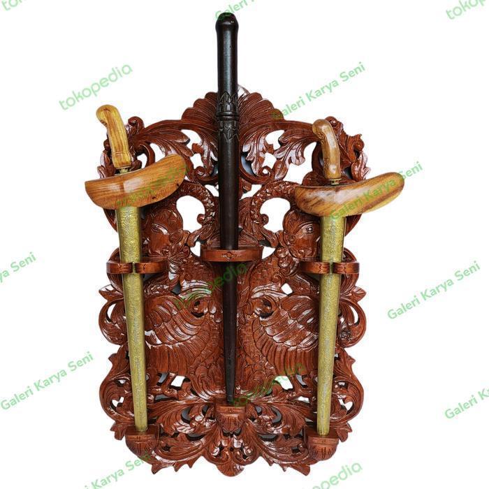 Blawong Keris Isi 2 & 1 Tombuk Ukiran Garuda Wisnu Kencana Kayu Jati