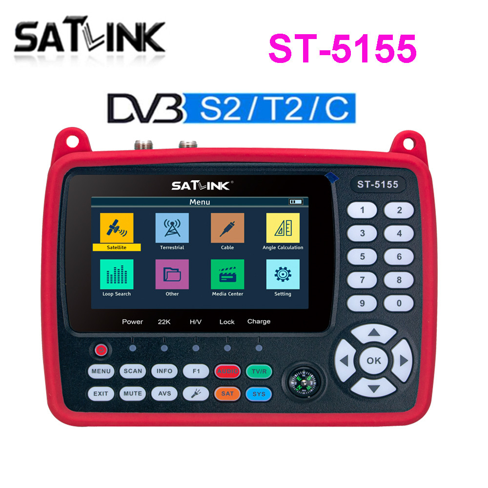Satlink ST-5155 DVB-S2+DVB-C+ DVB-T2 Combo MPEG4 HD H.265 satellite finder Meter  4.3 in VS ST-5150 