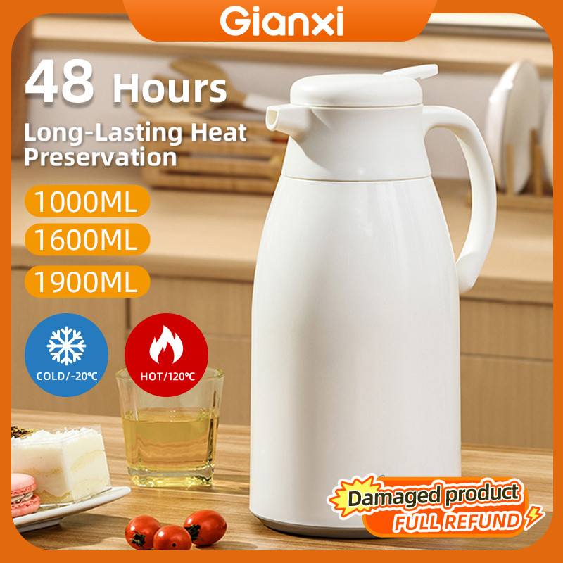 Botol Panas Dingin GIANXI 1L/1.6L Termos Air Panas Water Jug Glass Liner Kettle Tumbler Tahan Sejuk 