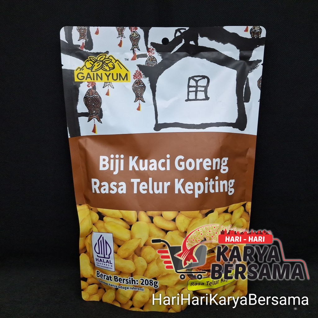 MAKANAN RINGAN GAIN YUM SUNFLOWER SEEDS CRAB ROE FLAVOR BIJI KUACI GORENG RASA TELUR KEPITING 208GR