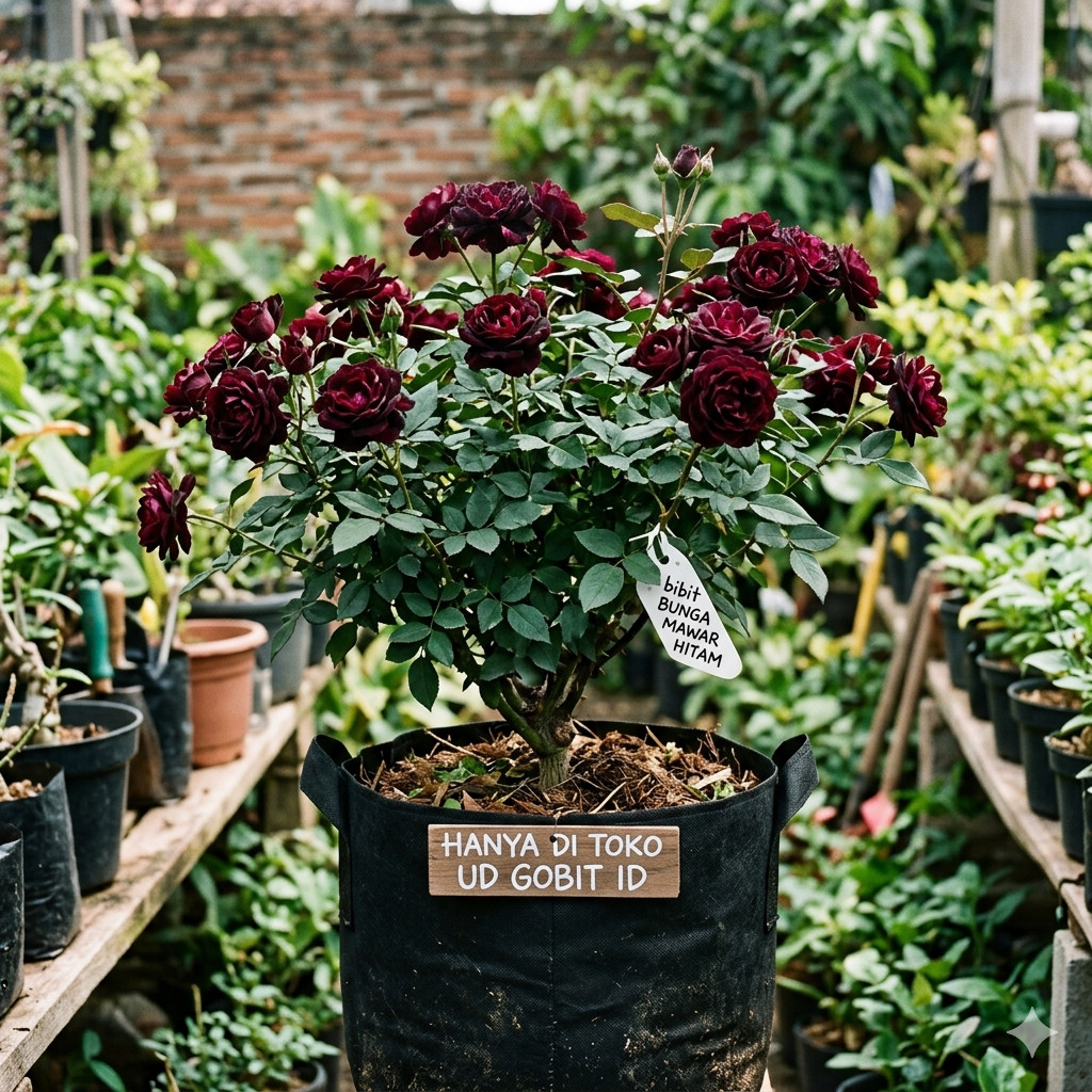 TANAMAN HIAS BUNGA MAWAR HITAM ASLI/ BLACKROSE SUDAH BERBUNGA Bibit Tanaman Super Unggul UD GOBIT ID