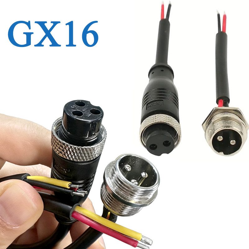 GX16 4 5 6 7 8 Pin Male Female Aviation Plug 2Pin 3Pin dengan Soket Tetap Kabel M16 Sambungan Chassi