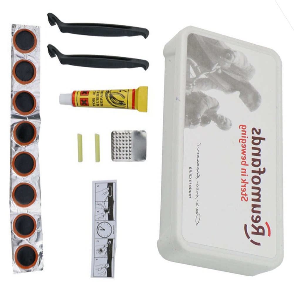 1set Kit Perbaikan Ban Sepeda dengan Tambalan Karet, Lem, Tuas, Sealant Tambalan Dingin untuk Perbai
