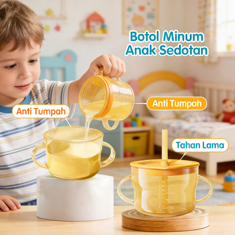 Susotan bayi anti tumpah, training cup straw, anti pecah gelas susu