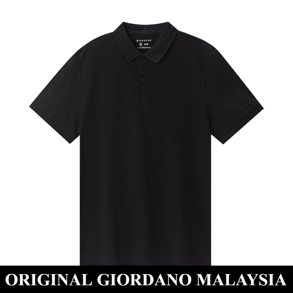 GIORDANO MEN Men's Cotton Lycra Short Sleeve Slim Polo 0 01015018 original import malaysia atasan ba