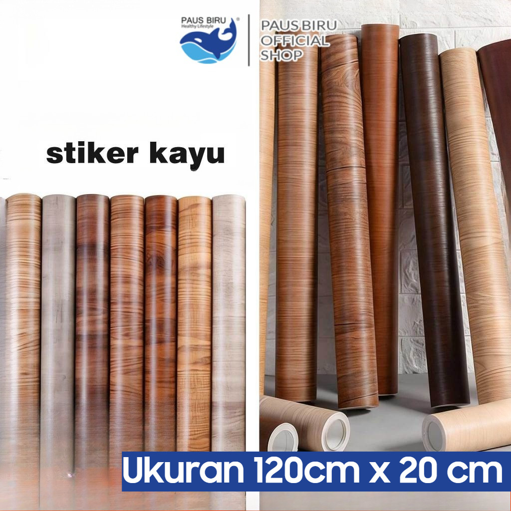 Paus Biru - Wallpaper PVC Sticker Furnitur Kayu Meja Lemari Dapur Anti Noda Premium Motif Serat Kayu