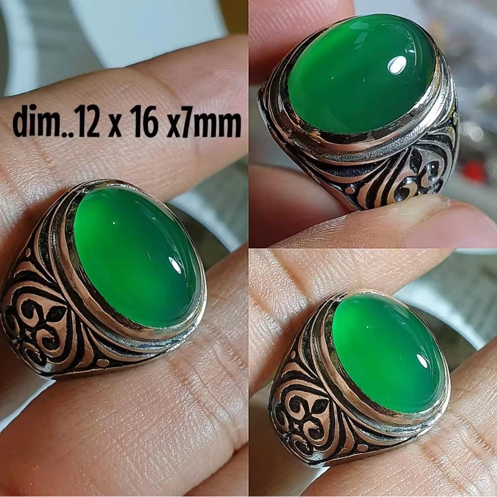 Cincin Batu Hijau Garut Calsedon Giwang Super Natural 100% top quality