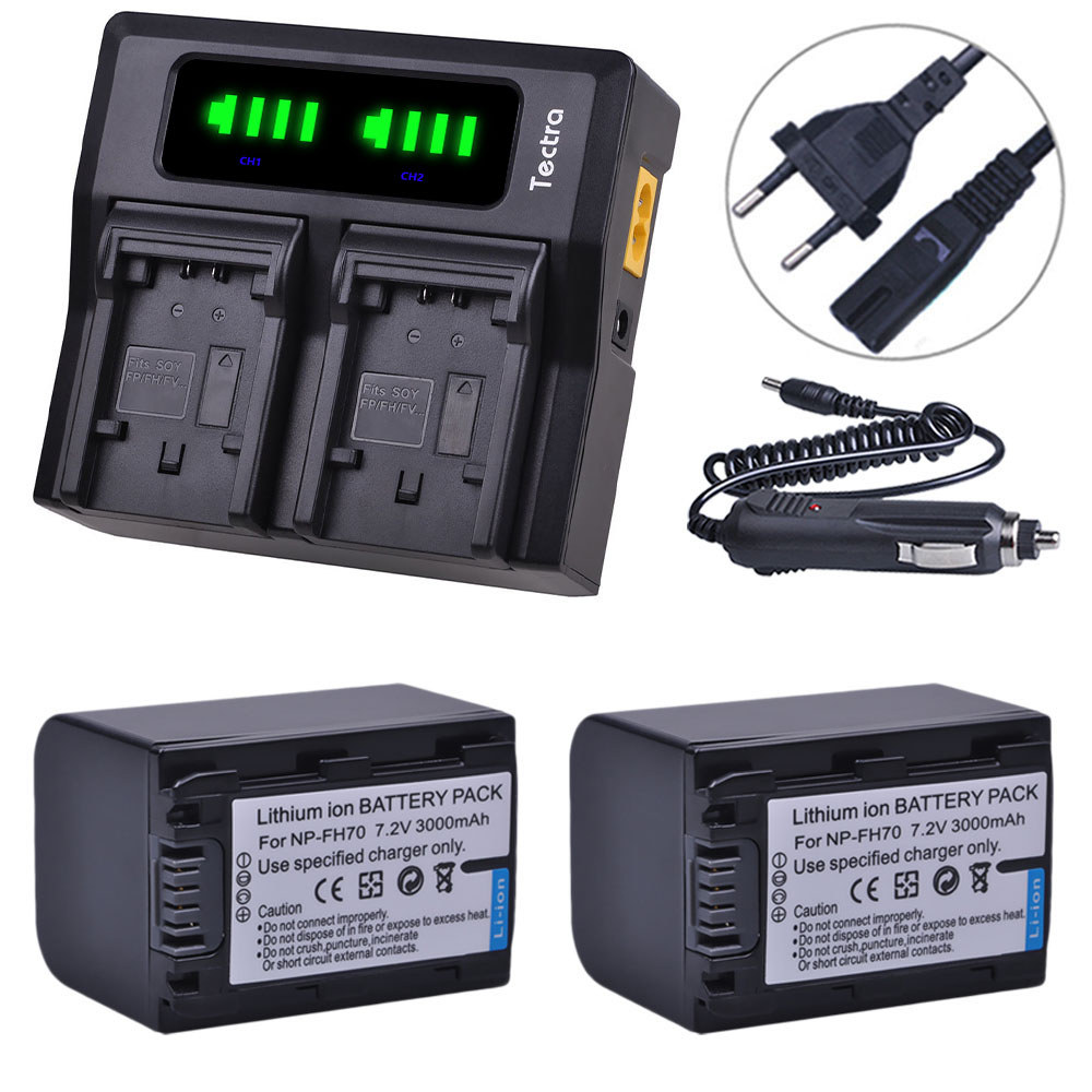 NP-FH70 NP FH70 Battery+LED Dual Quick Charger for Sony NP-FH30 NP-FH40 NP-FH60 NP- HDR-XR DVD105 HC