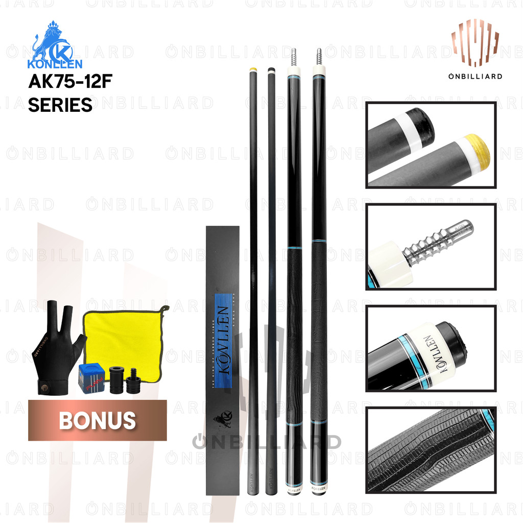 KONLLEN AK75-12F Stick Billiard Carbon Cue Low Deflection Play Cues AK75-12