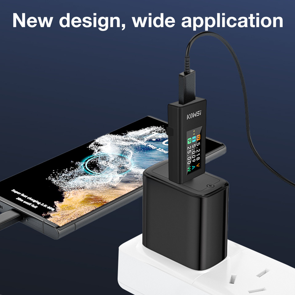 KWS-1902L Type-C Current Voltage Monitor Color Screen Voltmeter Ammeter USB Tester Fast Charging Tri