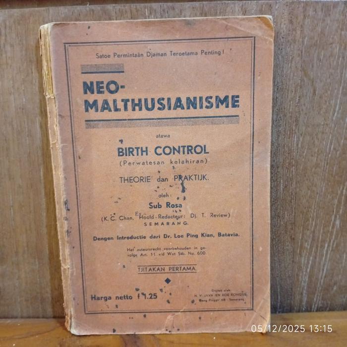 buku neo malthusianisme birth control 128 hal 1934 bahasa indonesia ejaan oe