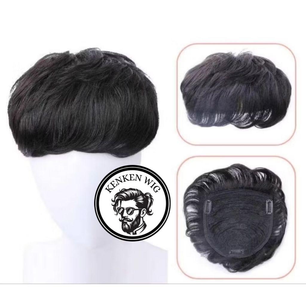 Toupeer Hair Wig Pendek Sintetis Kuat