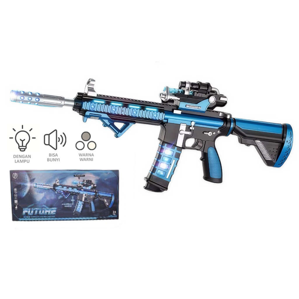 Mainan Tembakan M4 Elektrik BTC-3108 Future Laser Gun Lampu LED Suara Tembakan Panjang 47cm SNI