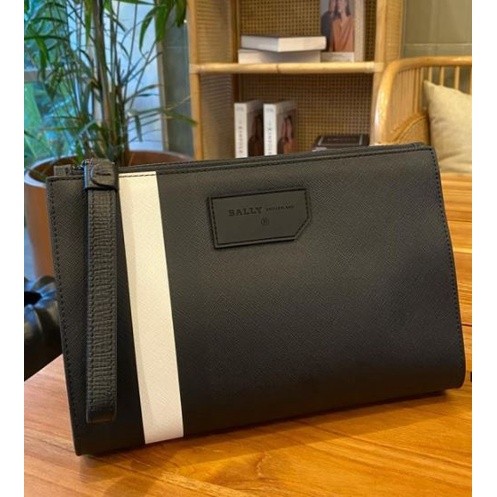 CLUTCH BALLY COATED CANVAS IN BLACK AUTHENTIC FULLSET