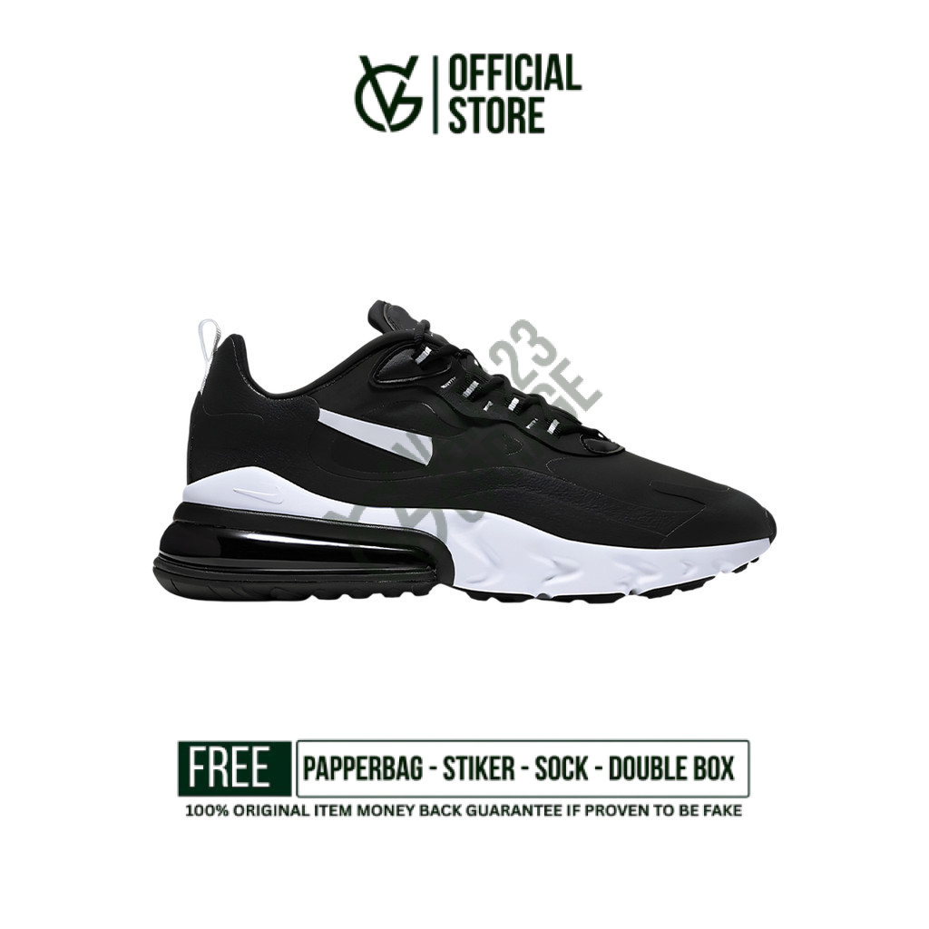 Sepatu Sneakers Nike Air Max 270 React Black White Original BNIB Unisex