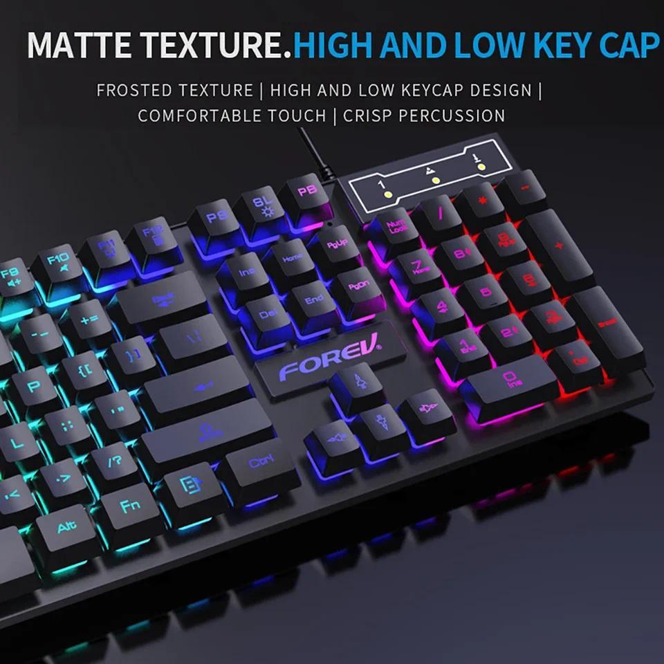 KEBIDUMEI USB Wired Keyboard RGB Colorful Gaming Keyboard 104Keys Wired Standard Keyboard for PC Lap