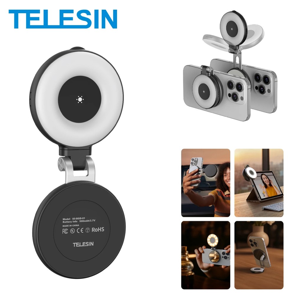 Lampu Ring Light Magnetic 3in1 Selfie Adjustable Color 2700K–7500K CRI 95 Baterai 500mAh Putar 360° 