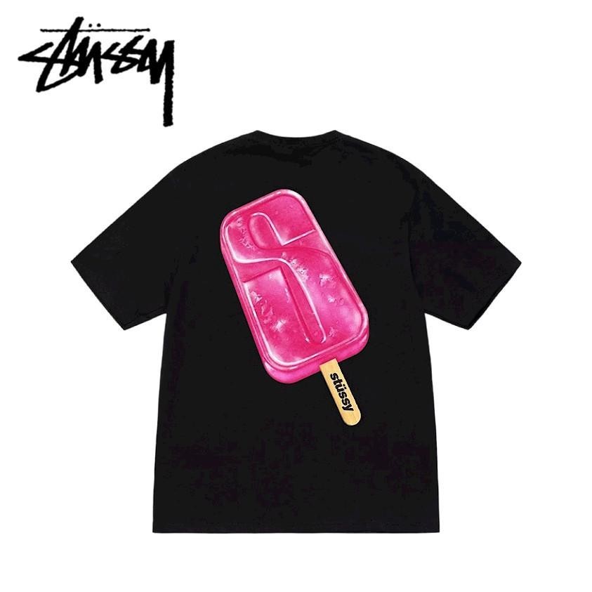 Kaos Distro Pria100% katun Barang spotSTUSSY T-SHIRT Hitam SS23 Es krim SS23 Es Krim Besar S Pola Lo