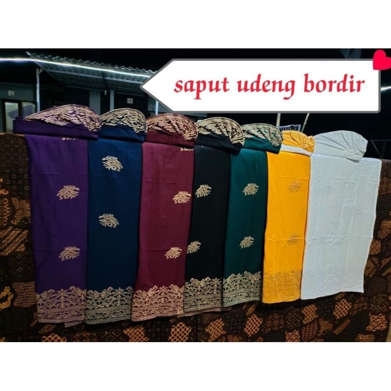 NEW Set Saput Udeng Bordir Warna Putih/Silver/Gold