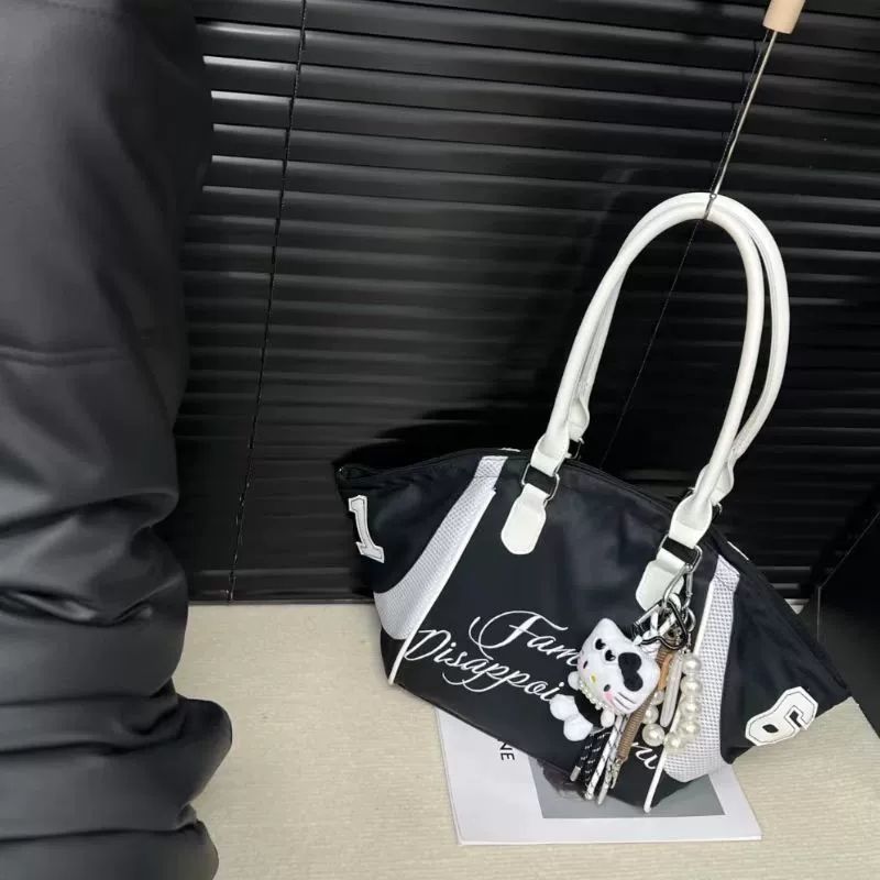 Komuter tas berkapasitas besar wanita baru kasual serbaguna nilon kain bahu messenger tas jinjing po