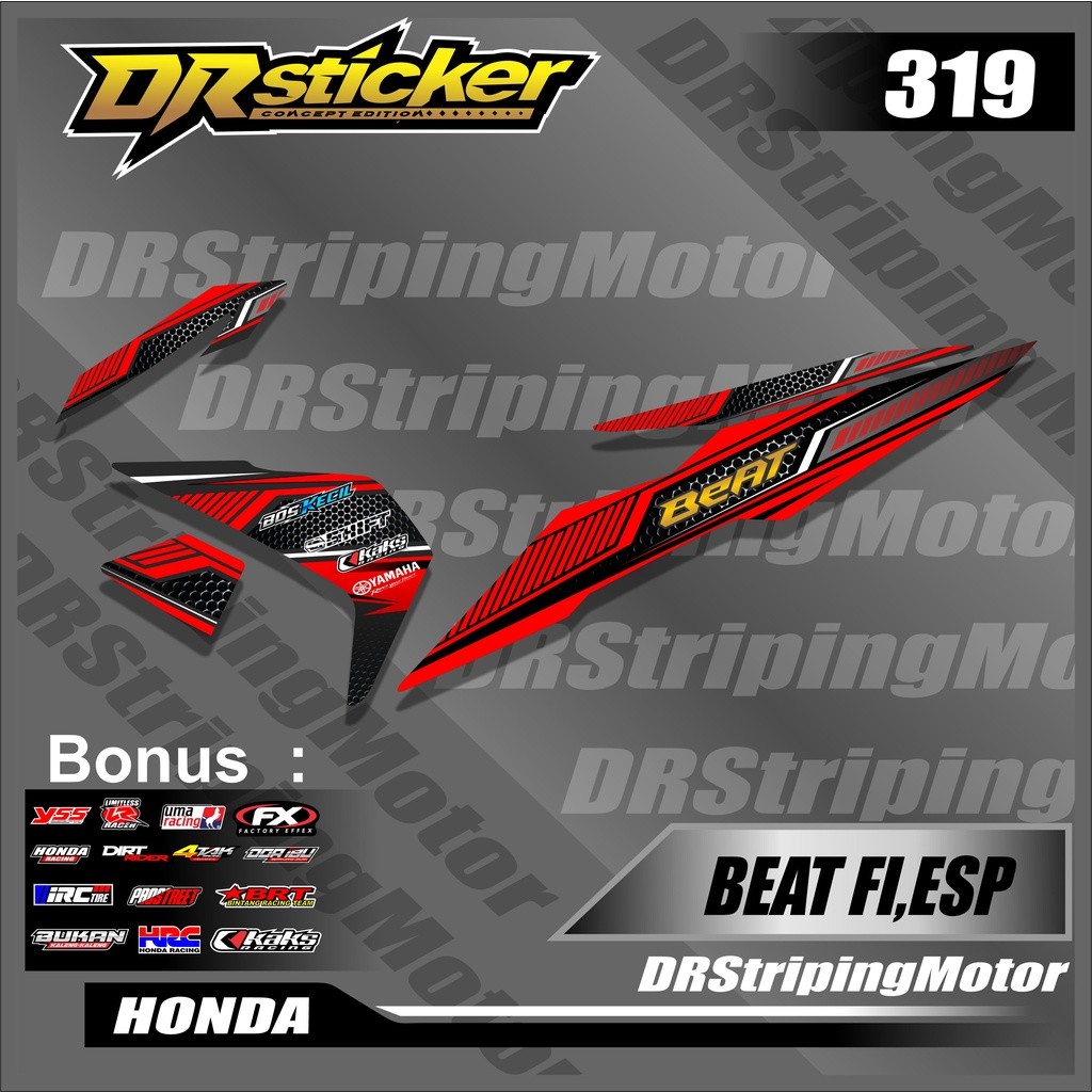 312 Sticker Striping BEAT New Fi Sporty 2019 - Striping Variasi List BEAT New 2019 Desain RAcing