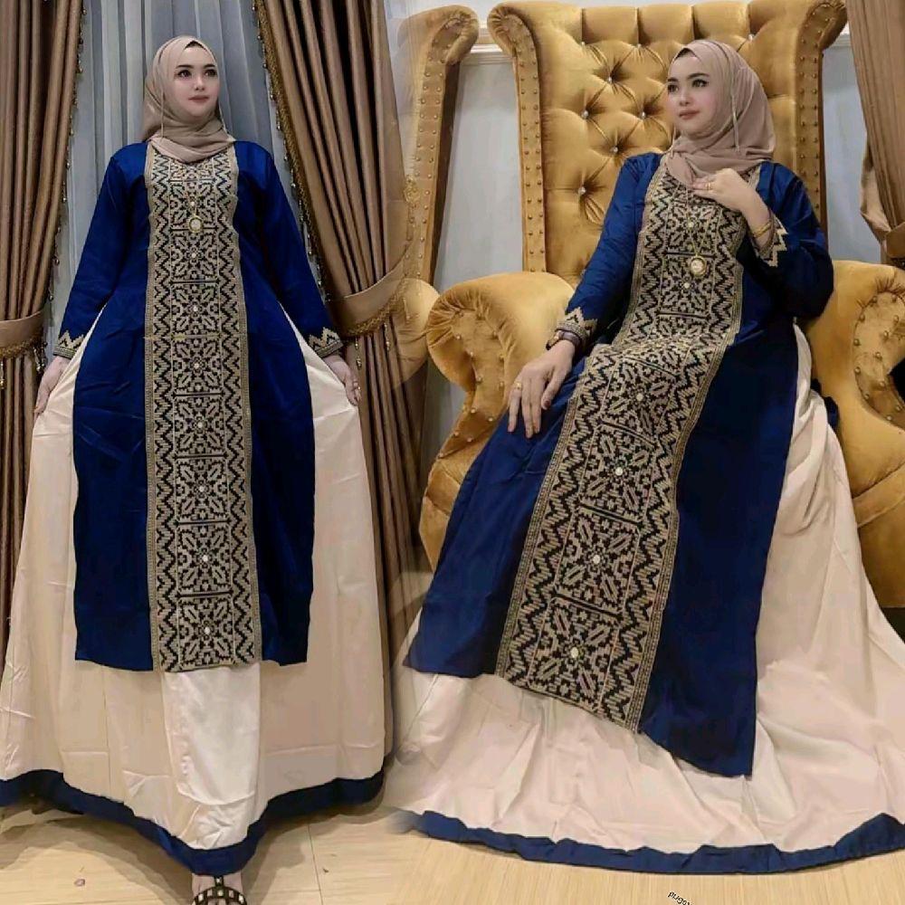 Baju Gamis Wanita Hindi Lidah Meluina Rayon Premium Tali Samping Ld 110 Bawah Lebar Mayung