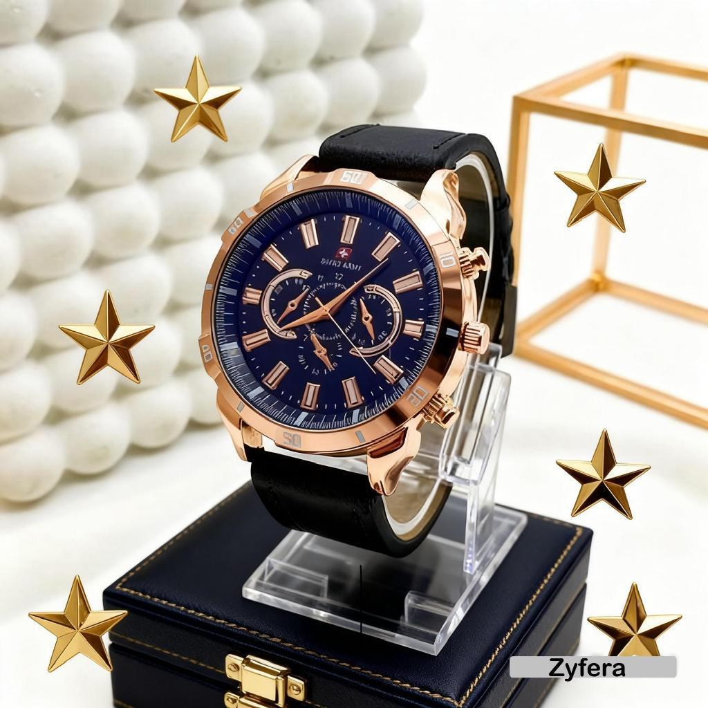 Jam Tangan Pria Business – Fashion Bulat Tali Kulit Kanvas Elegan