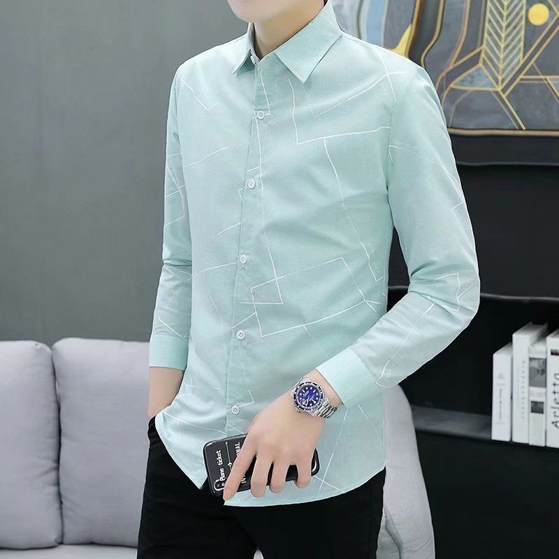 Kemeja Pria/Premium/Keren/Terbaru Shirt Men'S Korean Style Trendy Long-Sleeve Slim Fit