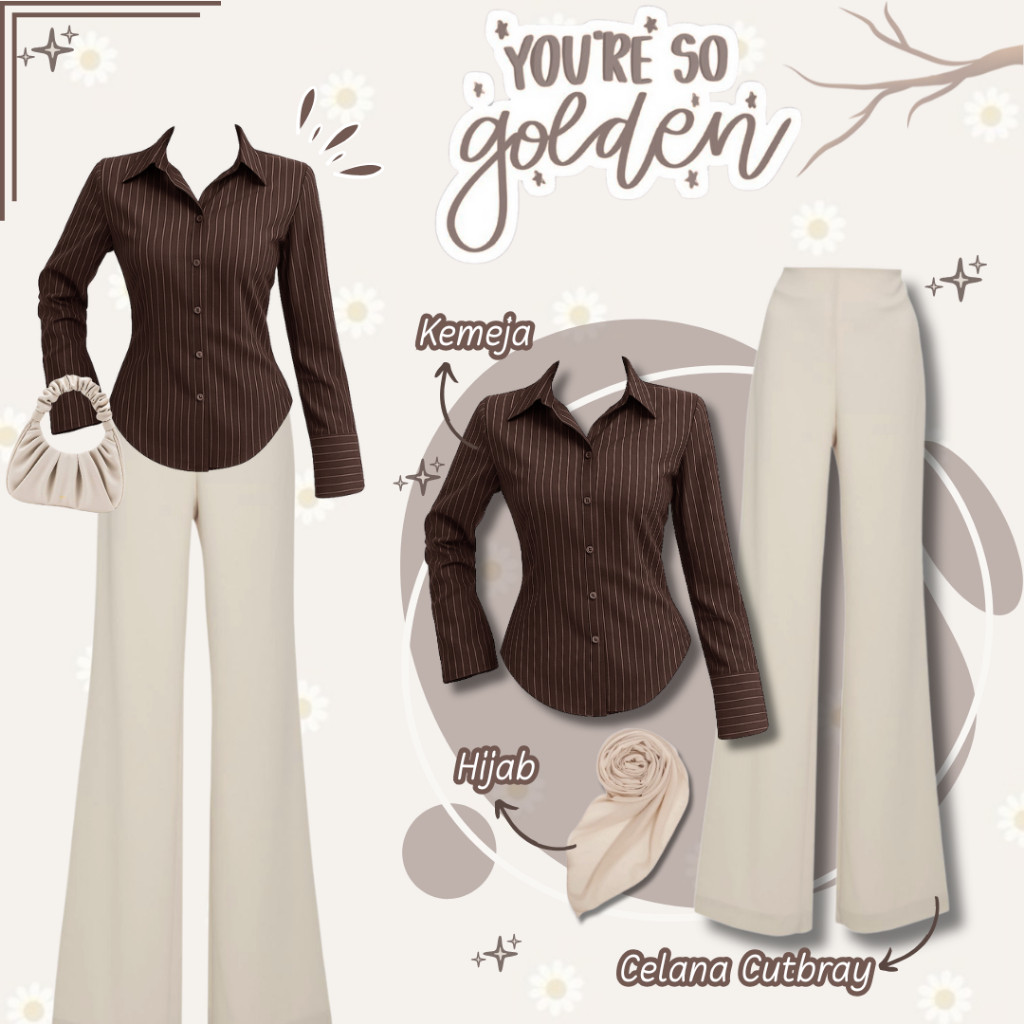 FICIEKUNZEX Outfit Luna 3in1 ( Hijab + Kemeja + Celana Cutbray ) Set Stylish untuk Hijabers OOTD Mod