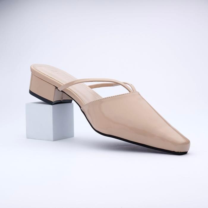 Zode Aldercy Heels | Sepatu Sandal Flat Shoes Mules Wanita Hak Tinggi 3 cm | Black, Beige, Merah Bur