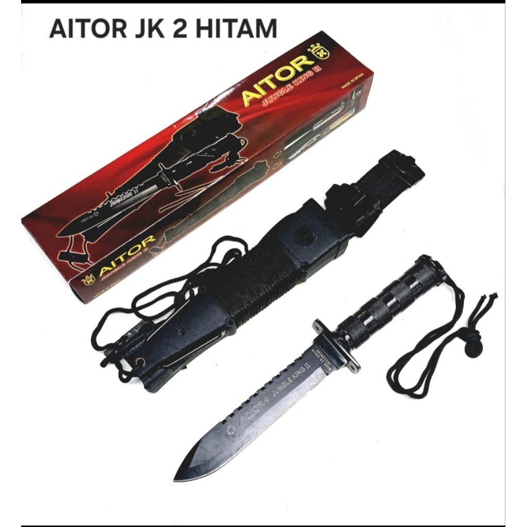 Pisau Survival AITOR Jungle King 1 Hitam PREMIUM - Outdoor & Koleksi
