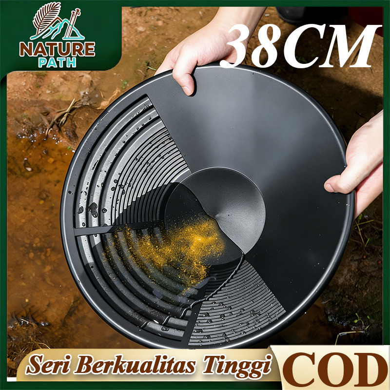 38CM Alat Dulang Emas Gold Panning Pan Multifungsi Diengkol dengan tangan Peralatan penambangan emas