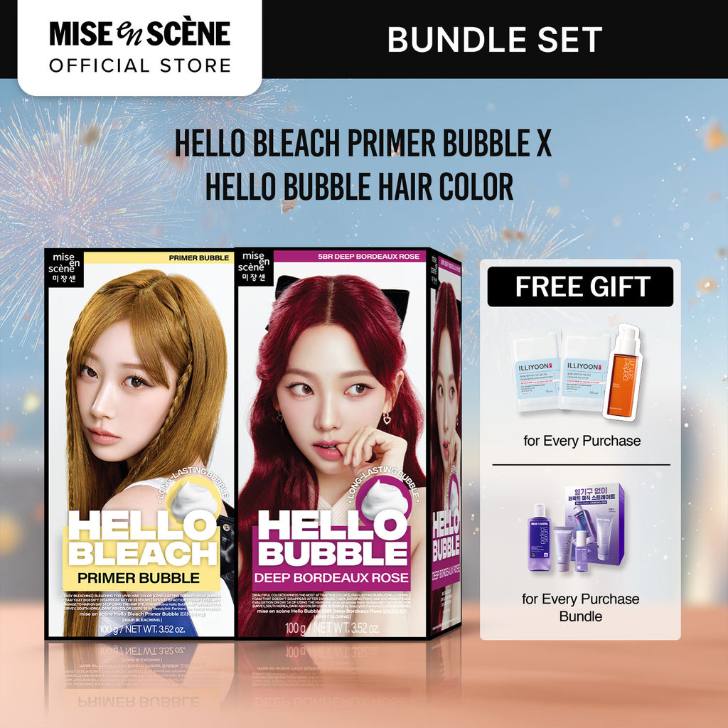 [PAKET HEMAT ISI 2] mise en scene Hello Bleach Primer + Hello Bubble Hair Color - Paket Pewarna dan 