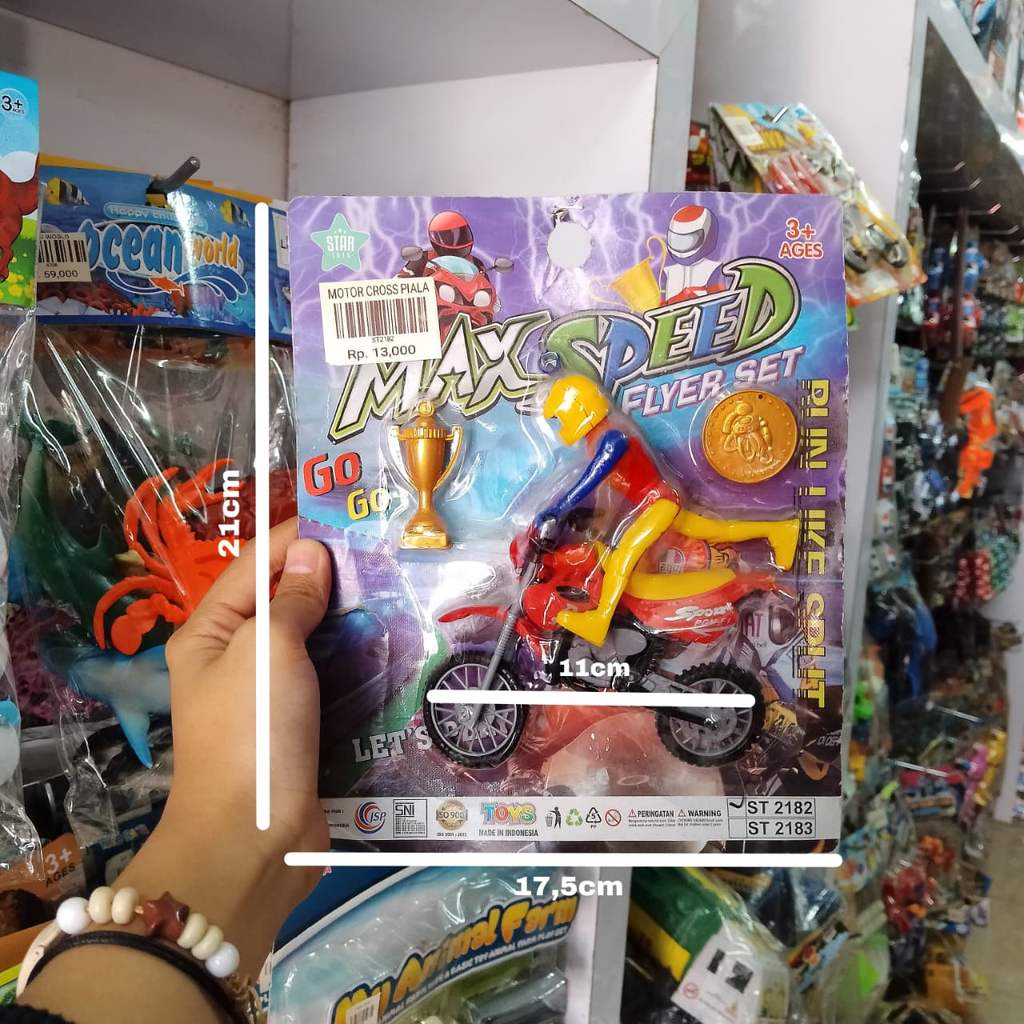 MAINAN ANAK MOTOR CROSS LENGKAP DENGAN ORANG DAN PIALA