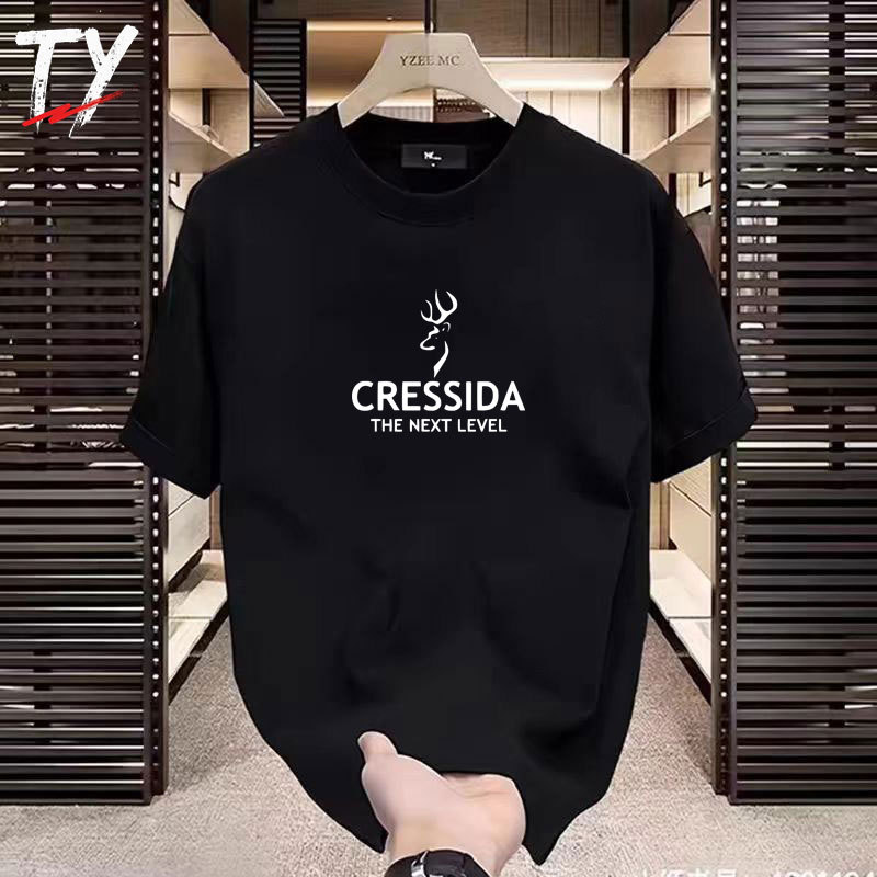 TY Baju Kaos Distro Pria T-shirt Kaos Oversize CRESIDA Kaos Lengan Pendek Katun Kaos Atasan Pria Kao