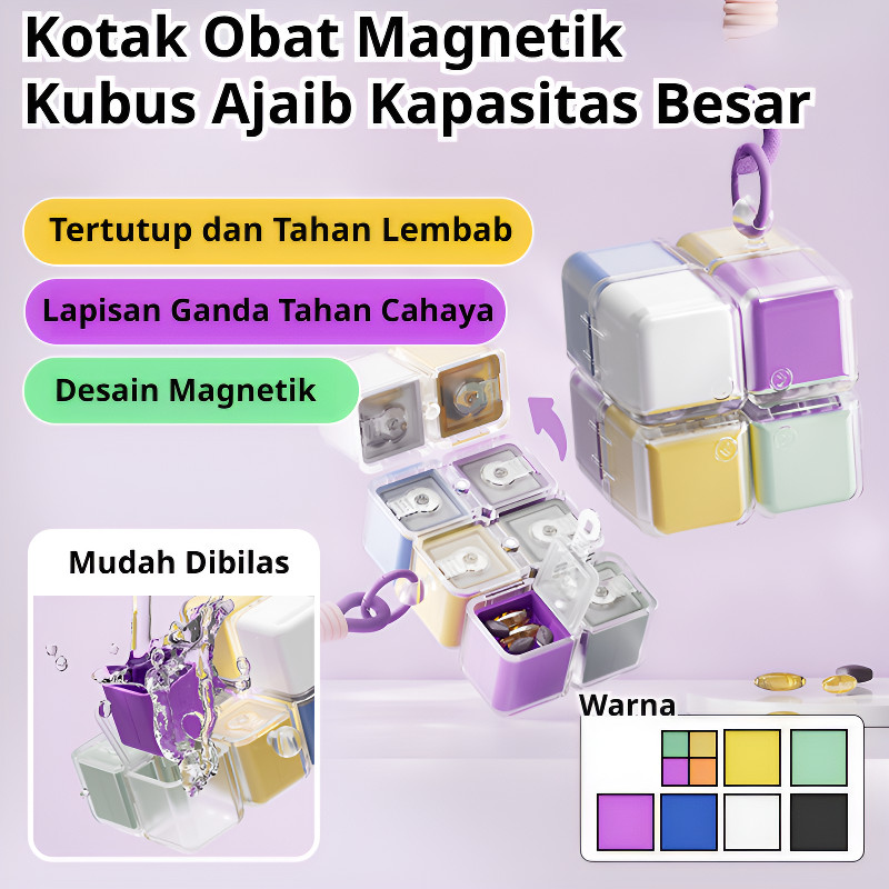[Diskon 50%] Kotak Obat | Kotak Obat Magnetik Portabel | Wadah Pil 3 Kompartemen Kedap Udara | Kotak