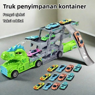 Laki Laki Mainan Truck Dinosaurus Anak Transformasi Katapult Track Car Storage Proyek Container