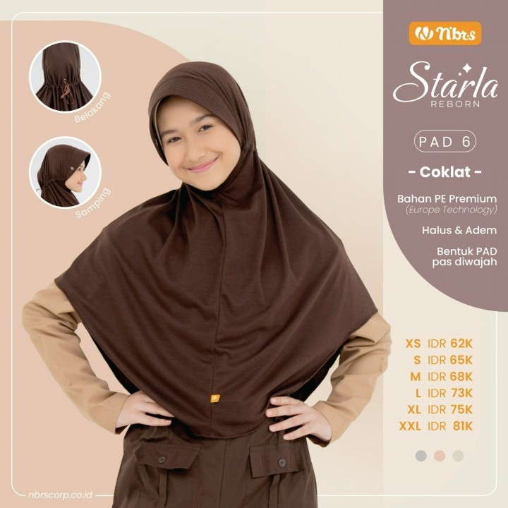 NBRS HIJAB STARLA PAD 6 Instant Bergo Anak Remaja Bahan PE Premium Polos Nibras