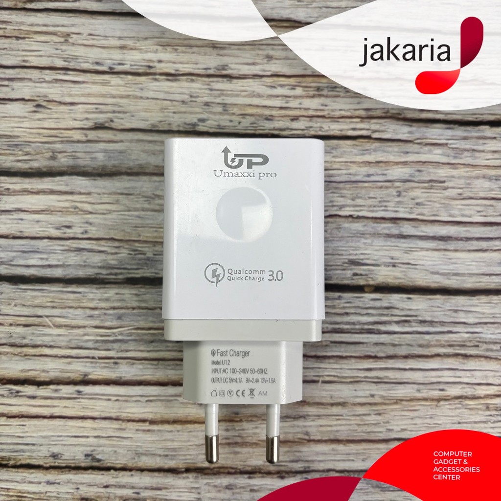 UMAXXI PRO Kepala Charger Fast Charging U12 Toples USB charger for iPhone Samsung OPPO Xiaomi Vivo